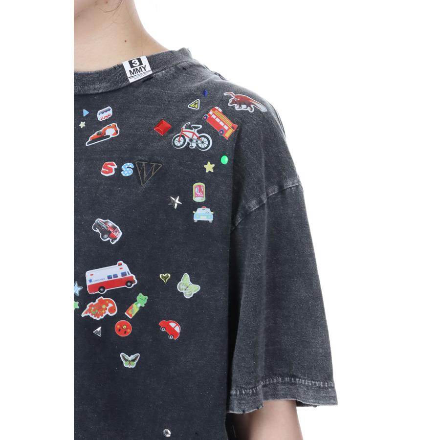 BLEACHED KIDS STICKER TEE - BLACK (K16TS781) MIHARA YASUHIRO -Women(ミハラ ヤスヒロ) |  | 04