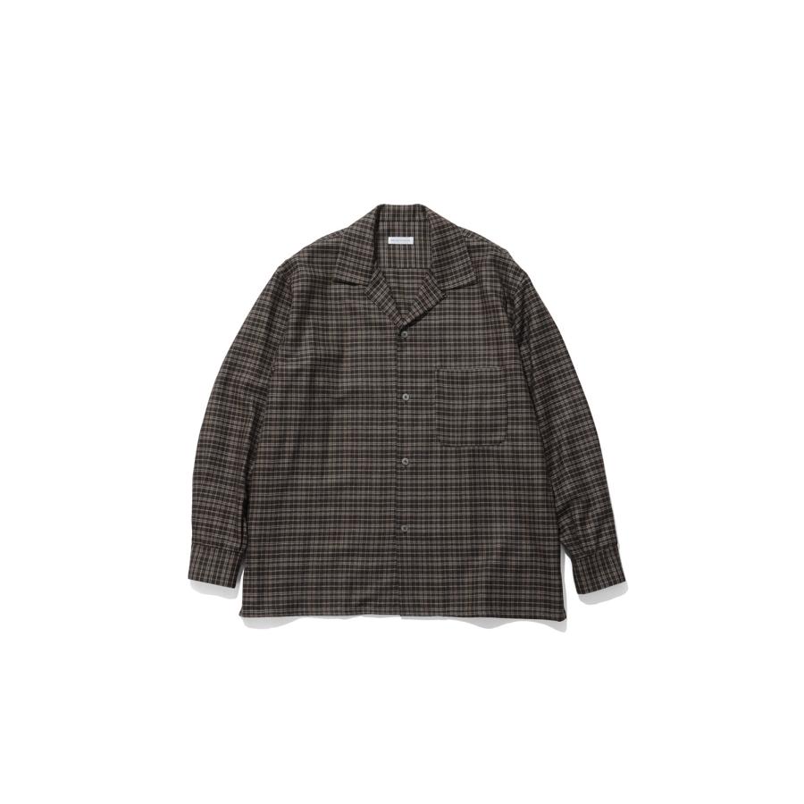Wool Plaid Open Collar Shirt - BROWN (KS26FSH08) Kaptain Sunshine(キャプテンサンシャイン) | 