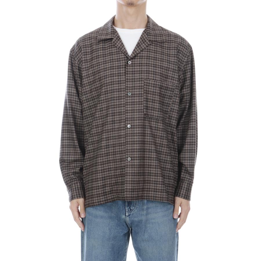 Wool Plaid Open Collar Shirt - BROWN (KS26FSH08) Kaptain Sunshine(キャプテンサンシャイン) |  | 02