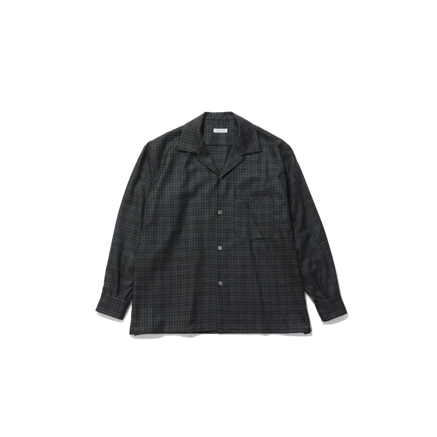 Wool Plaid Open Collar Shirt - CHARCOAL (KS26FSH08) Kaptain Sunshine(キャプテンサンシャイン) | 