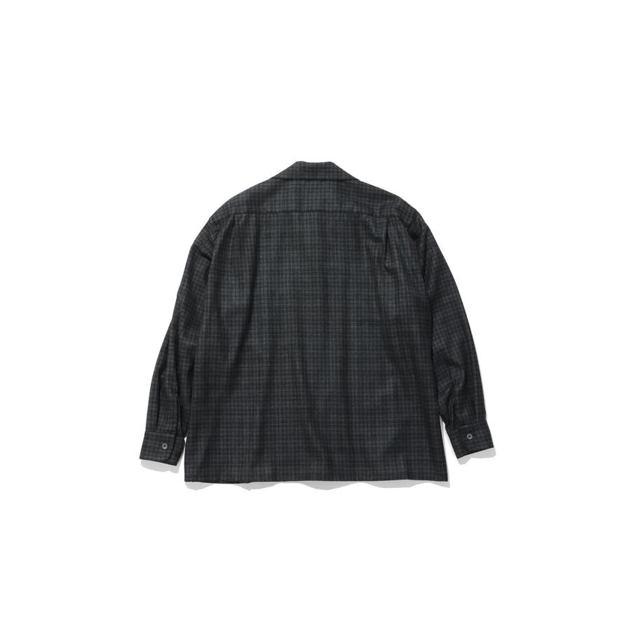 Wool Plaid Open Collar Shirt - CHARCOAL (KS26FSH08) Kaptain Sunshine(キャプテンサンシャイン) |  | 01
