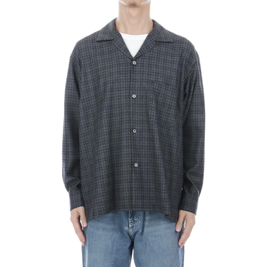 Wool Plaid Open Collar Shirt - CHARCOAL (KS26FSH08) Kaptain Sunshine(キャプテンサンシャイン) |  | 02