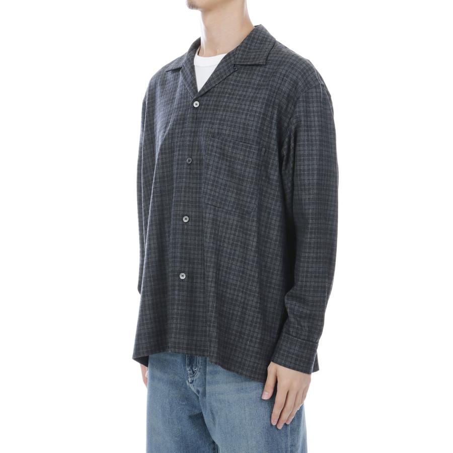 Wool Plaid Open Collar Shirt - CHARCOAL (KS26FSH08) Kaptain Sunshine(キャプテンサンシャイン) |  | 03
