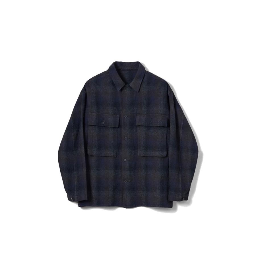 Alpaca Wool 2Pockets Shirt - DARK NAVY (KS26FSH11) Kaptain Sunshine(キャプテンサンシャイン) | 