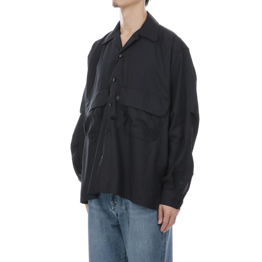 TECH SPORTS OPEN COLLAR SHIRT L/S SOLID - BLACK (BE-82026W) DAIWA PIER39(ダイワ ピア39) | DAIWA PIER39 | 01