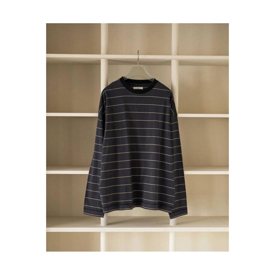 Border Loose Long T-shirts - CHARCOAL GRAY (62620620) anuke(アンヌーク) |  | 01