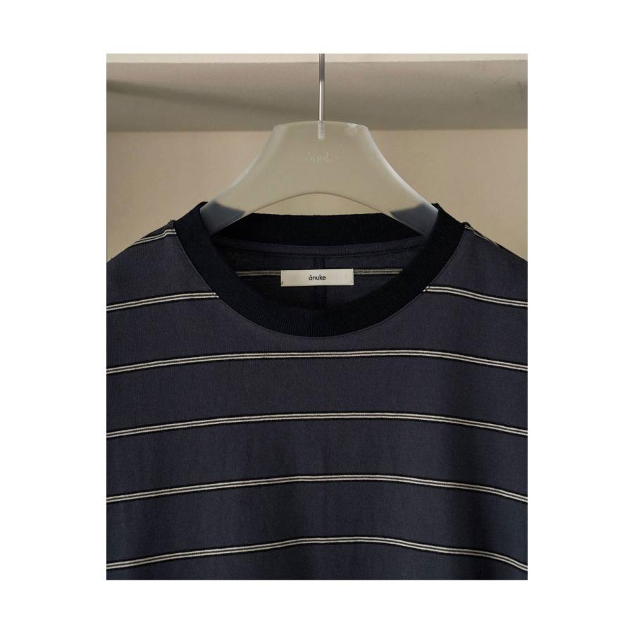 Border Loose Long T-shirts - CHARCOAL GRAY (62620620) anuke(アンヌーク) |  | 02