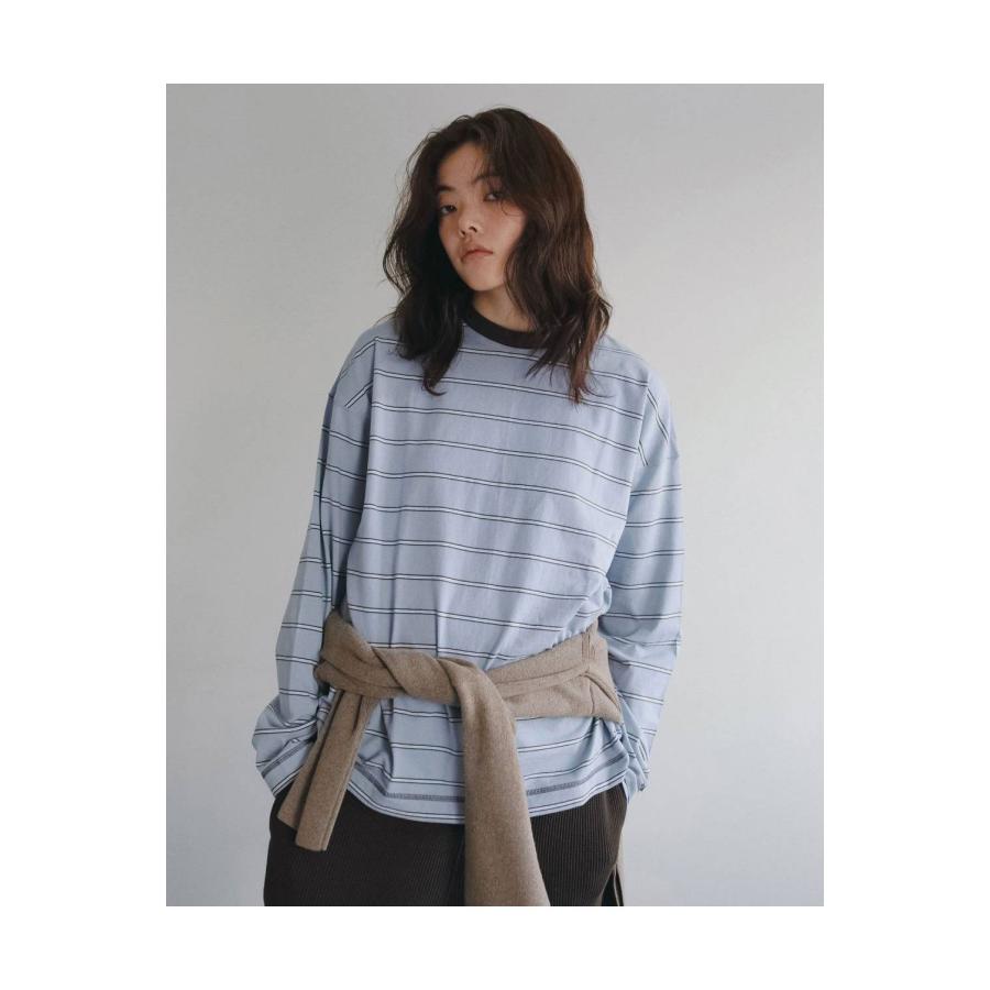 Border Loose Long T-shirts - ICE BLUE (62620620) anuke(アンヌーク) |  | 03