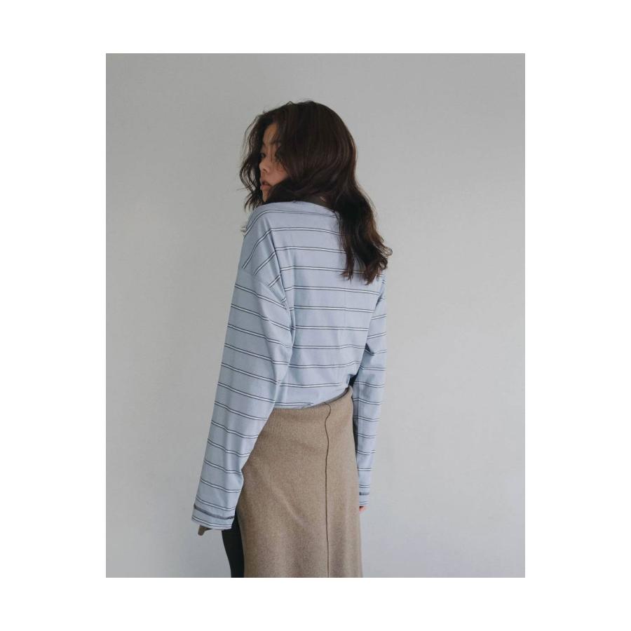 Border Loose Long T-shirts - ICE BLUE (62620620) anuke(アンヌーク) |  | 04