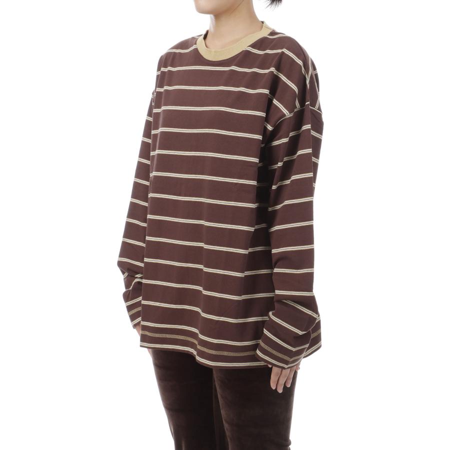 Border Loose Long T-shirts - BROWN (62620620) anuke(アンヌーク) |  | 03