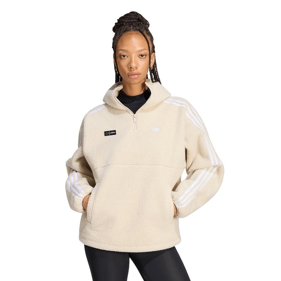 ADILUNA SEASON 2 X JENNIE POLAR FLEECE 1/4 ZIP HOODIE JACKET - CLEAR BROWN (LD4967) adidas Originals -Women-(アディダスオリジナルス) |  | 01