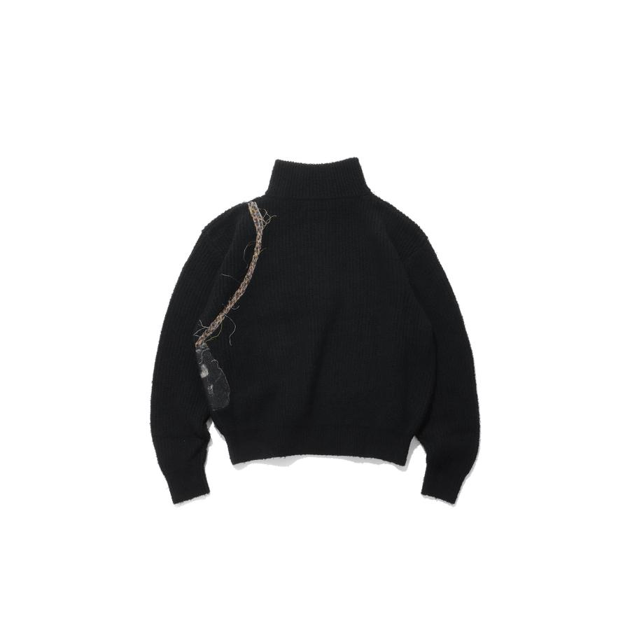 TROMPE L’OEIL EMBROIDERY HALF ZIP KNIT - BLACK (26AW56KN229) doublet(ダブレット) |  | 01