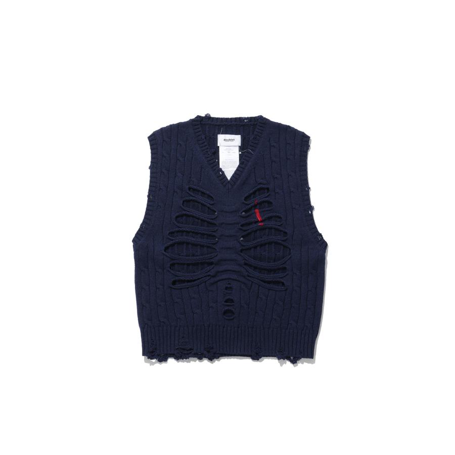 RIB CAGE CABLE KNIT VEST - NAVY (26AW54KN226) doublet(ダブレット) | 