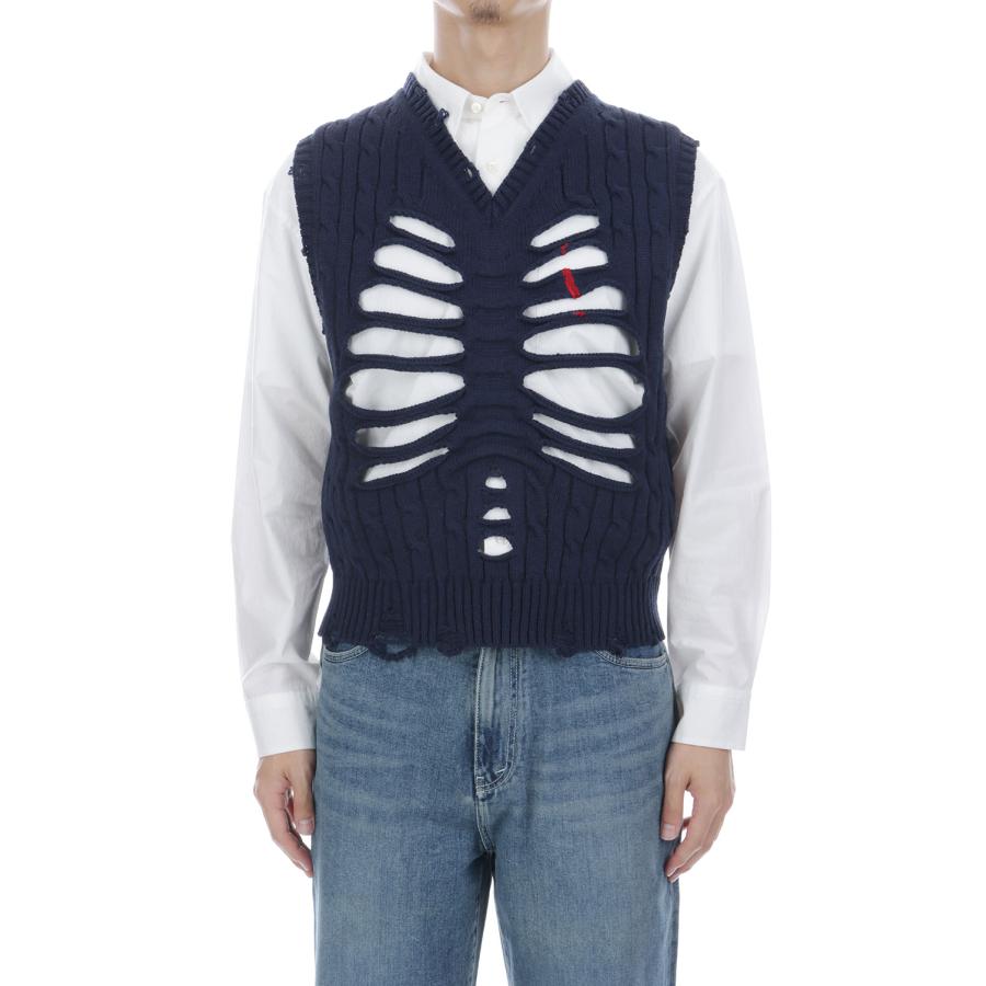 RIB CAGE CABLE KNIT VEST - NAVY (26AW54KN226) doublet(ダブレット) |  | 02