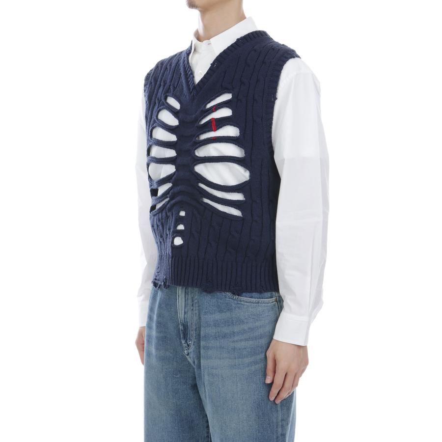 RIB CAGE CABLE KNIT VEST - NAVY (26AW54KN226) doublet(ダブレット) |  | 03