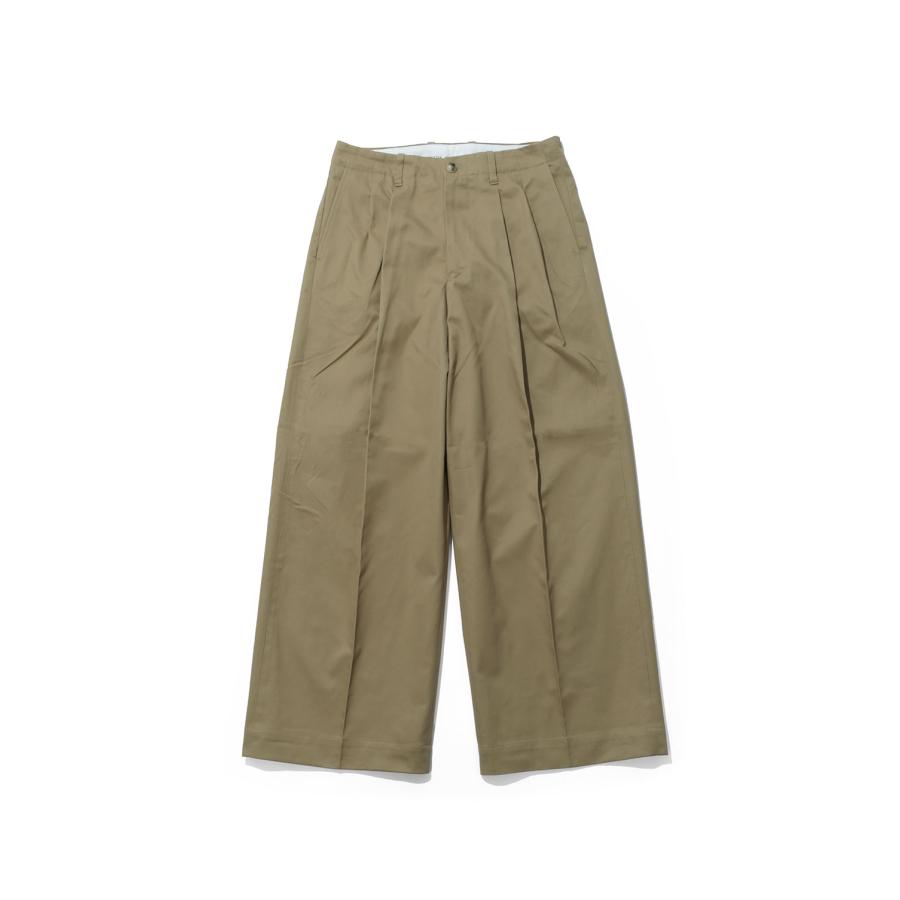 2TUCK WIDE CHINO TROUSERS - CAMEL (253-60502) Universal Products(ユニバーサルプロダクツ) | 