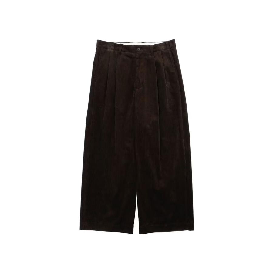 2TUCK WIDE CORDUROY TROUSERS - BROWN (263-60505) Universal Products(ユニバーサルプロダクツ) | 