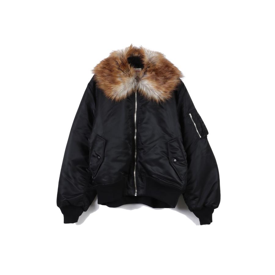 Embroidered Fur Collar Flight Jacket - BLACK (G17BL026) KAMIYA(カミヤ) | 