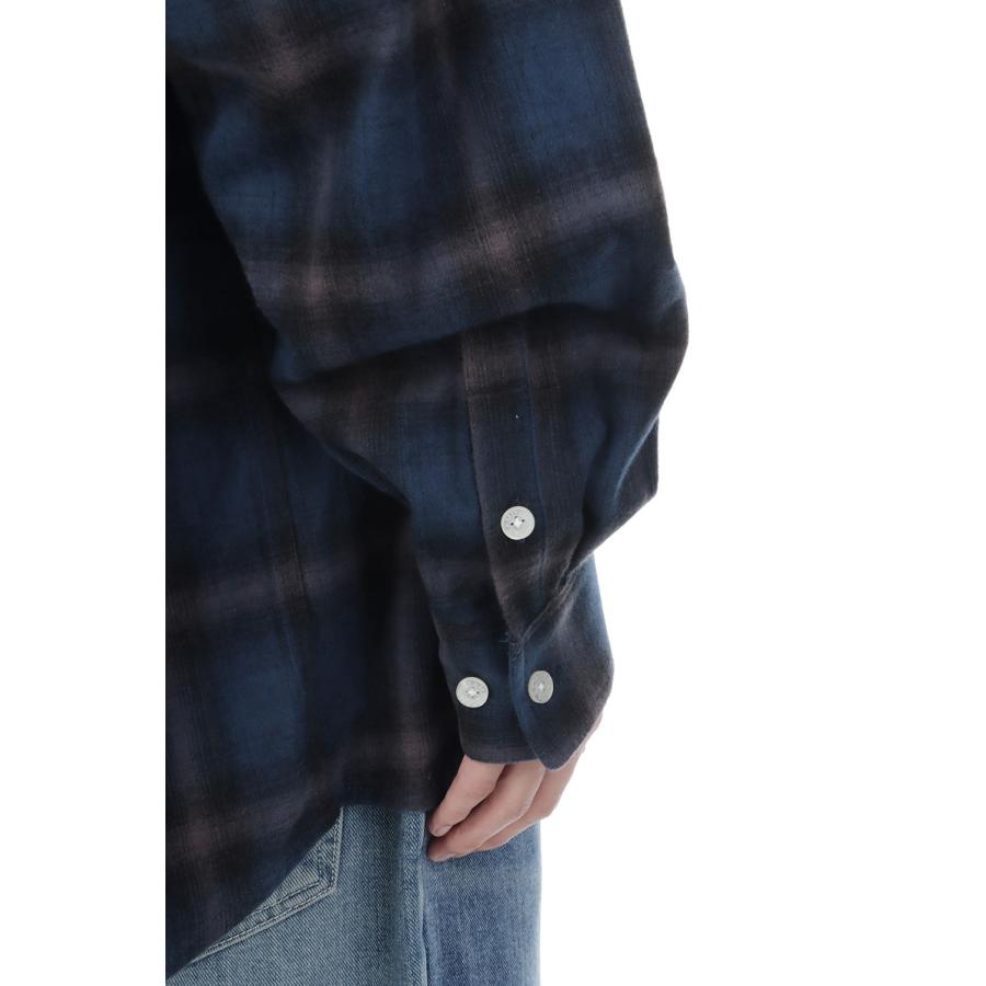 Fur-Trimmed Hooded Check Shirt - NAVY (G17SH051) KAMIYA(カミヤ) |  | 06