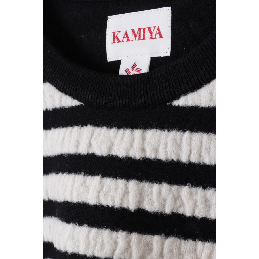 Horizontal Multi-Stripe Boucl_ Knit - BLACK (G17PO081) KAMIYA(カミヤ) |  | 02