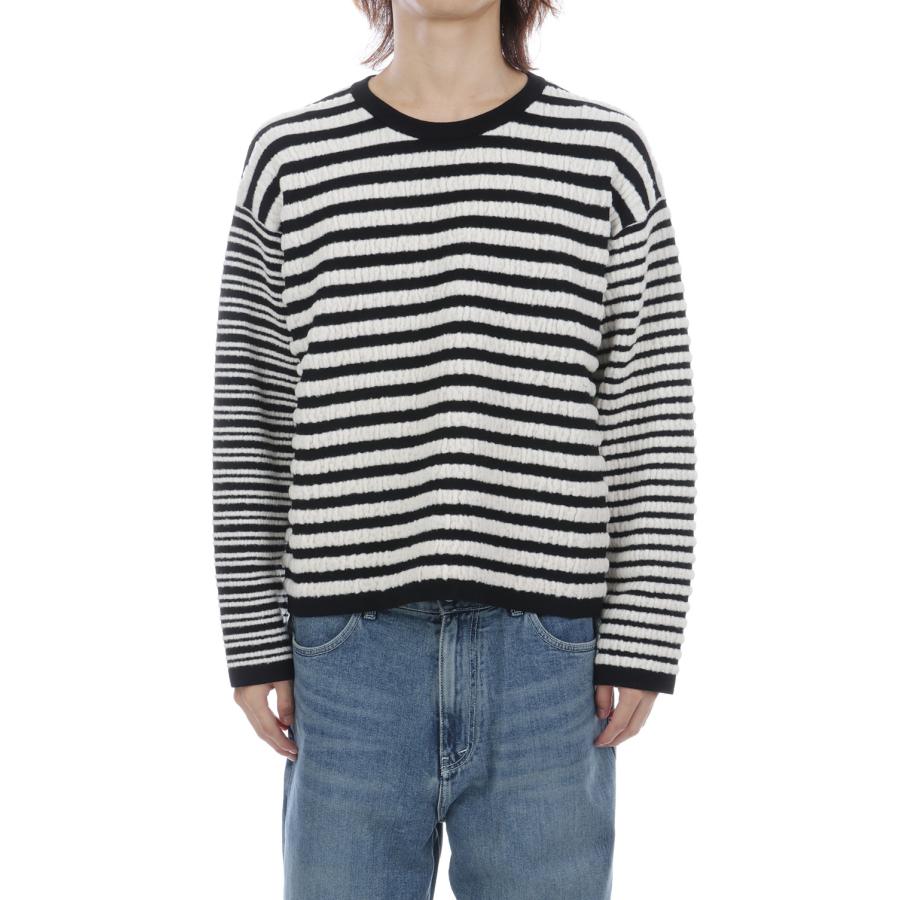 Horizontal Multi-Stripe Boucl_ Knit - BLACK (G17PO081) KAMIYA(カミヤ) |  | 03
