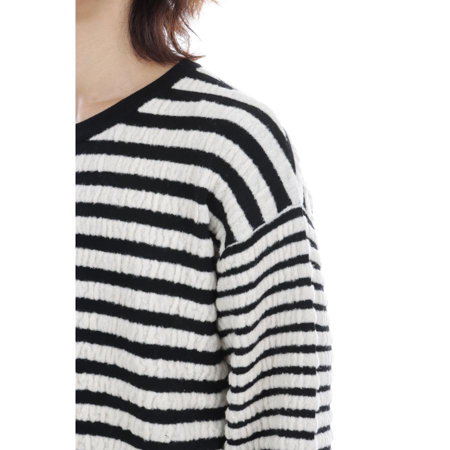 Horizontal Multi-Stripe Boucl_ Knit - BLACK (G17PO081) KAMIYA(カミヤ) |  | 06