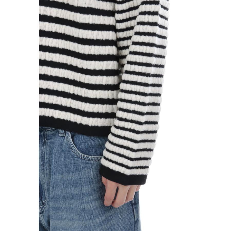 Horizontal Multi-Stripe Boucl_ Knit - BLACK (G17PO081) KAMIYA(カミヤ) |  | 07