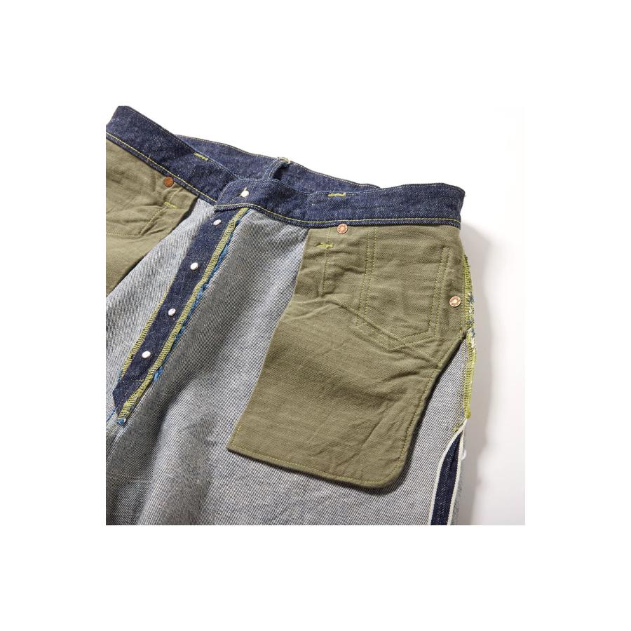 RECYCLED WASTE SUVIN COTTON YARN 140z. DENIM SPOCKET WIDE PANTS WW I MODEL - N.NAVY (GL42675N) Gold(ゴールド) |  | 03