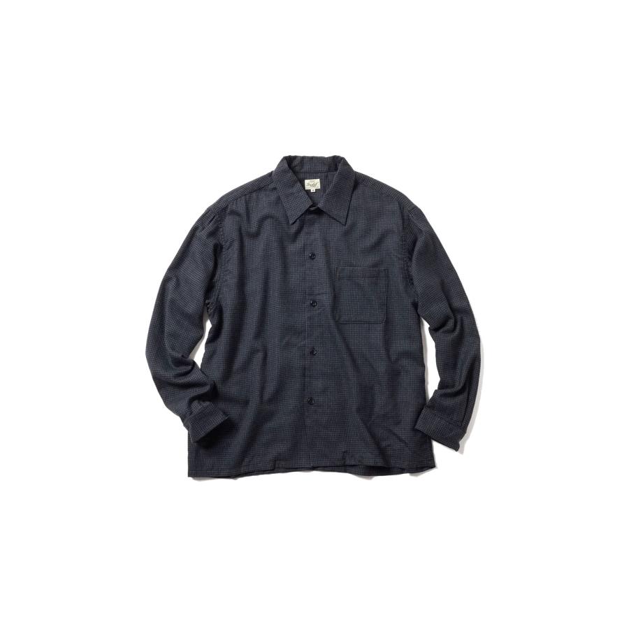 Super 120' WOOL CHECK OPENESHIRT - BLACK (GL29753) Gold(ゴールド) | 