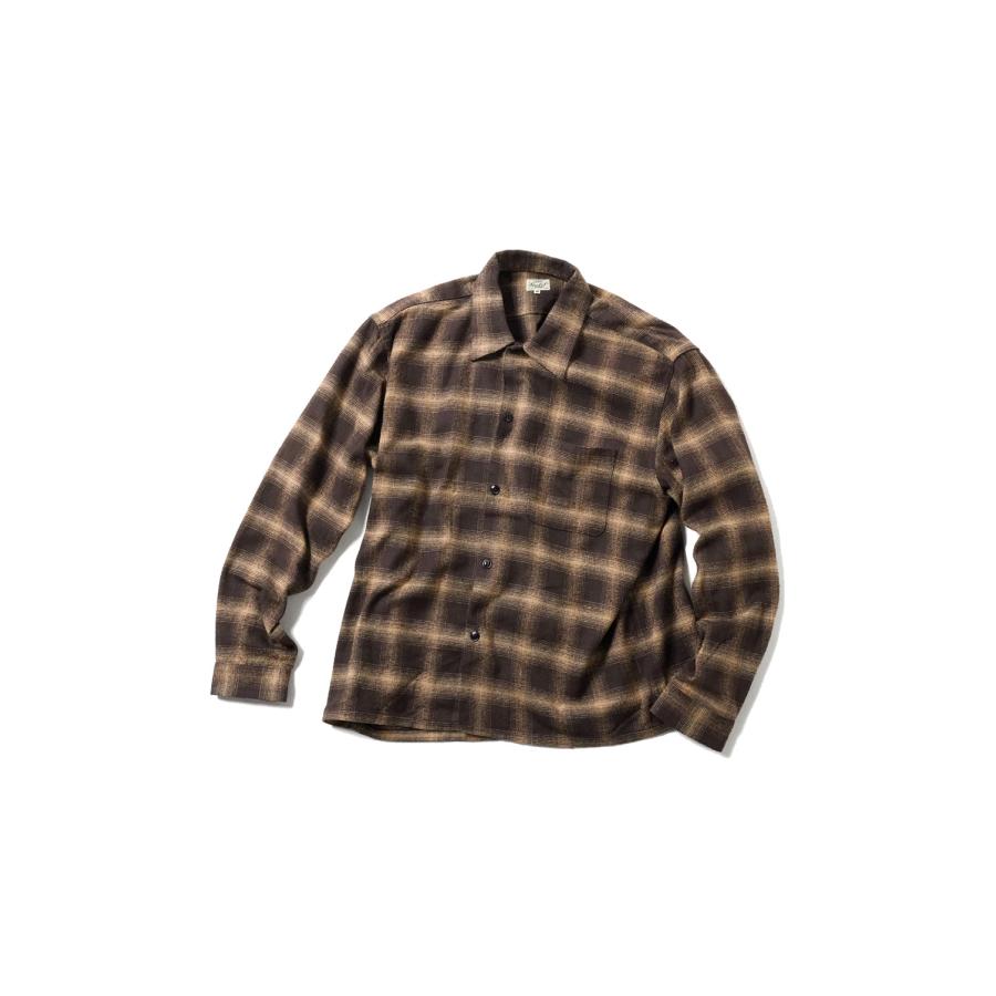 COTTON/SILK NEP CHECK OPEN SHIRT - BLACK (GL29754) Gold(ゴールド) | 