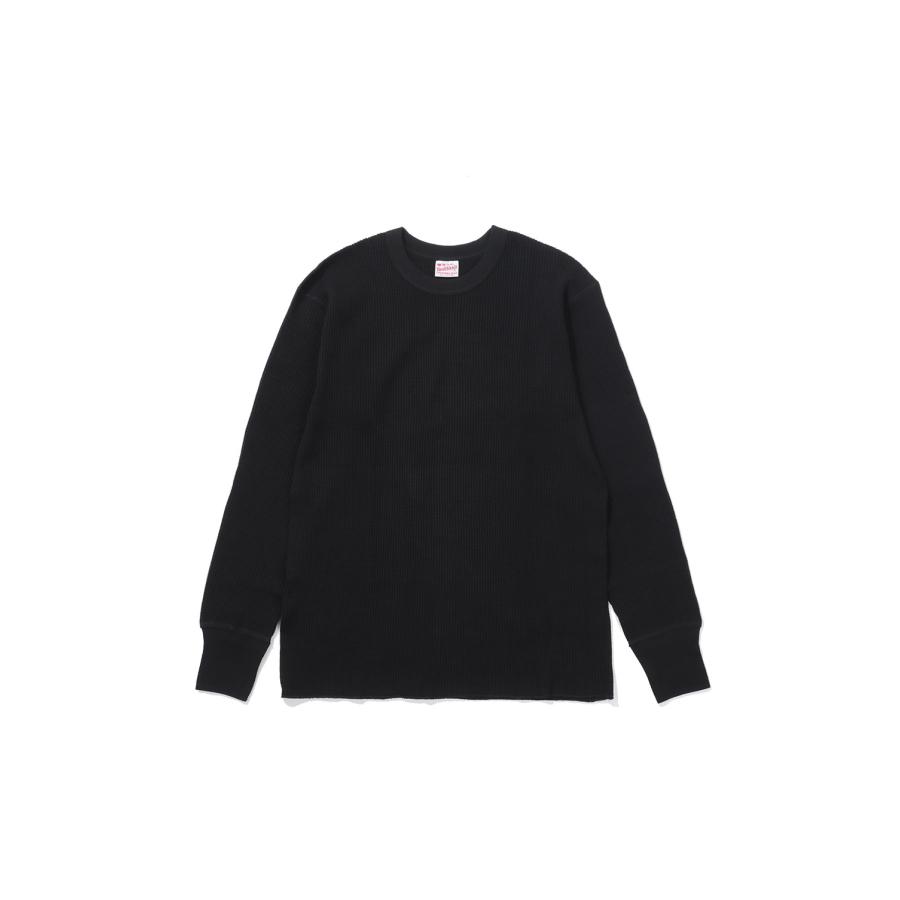 Thermal King Waffle Crewneck L/S - Black (#52017) Healthknit(ヘルスニット) | 