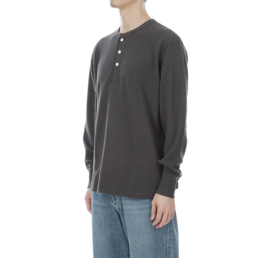 Thermal King Raschel Honeycomb Henleyneck L/S - Fade Black (#52034) Healthknit(ヘルスニット) |  | 03