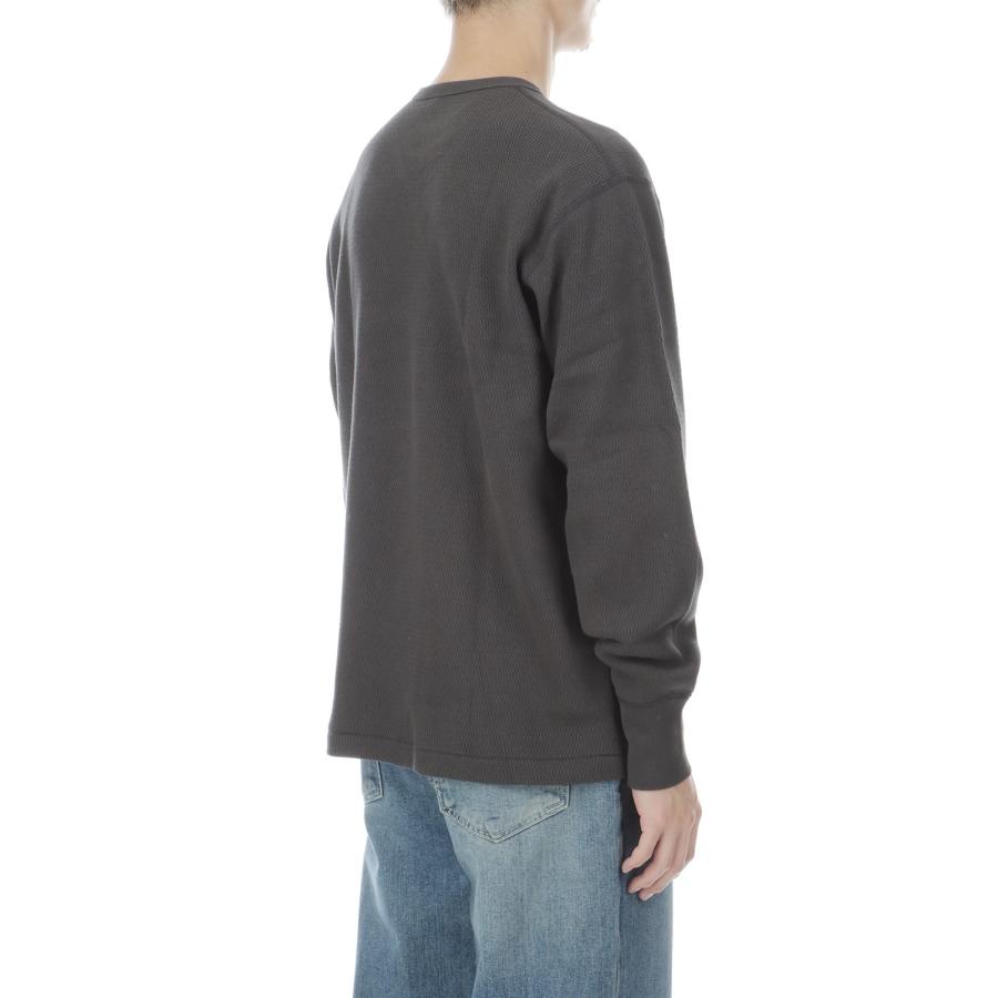 Thermal King Raschel Honeycomb Henleyneck L/S - Fade Black (#52034) Healthknit(ヘルスニット) |  | 04