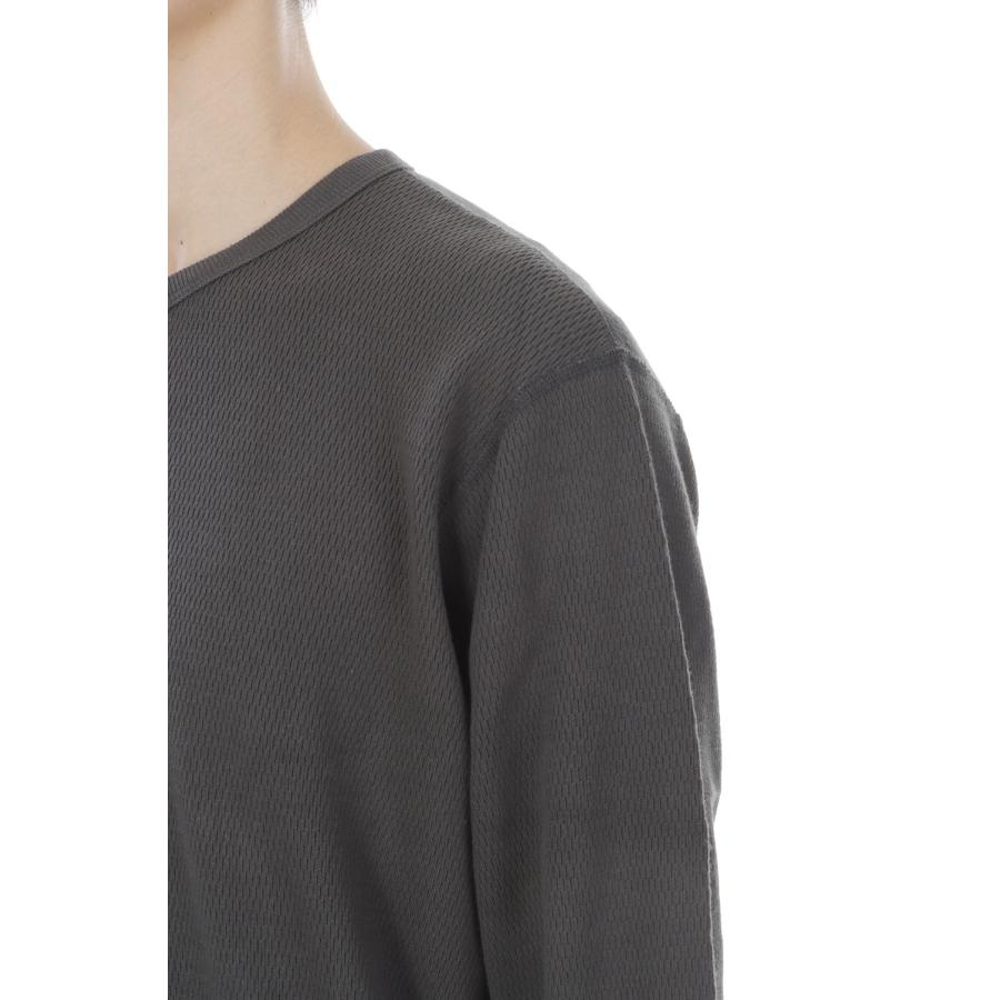 Thermal King Raschel Honeycomb Henleyneck L/S - Fade Black (#52034) Healthknit(ヘルスニット) |  | 05
