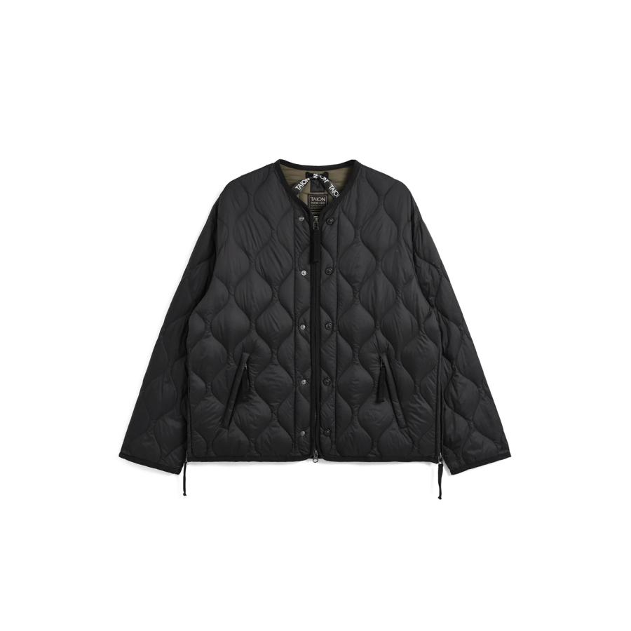 MILITARY M65 LINER W ZIP SHORT DOWN JACKET (SOFT SHELL) - BLACK (TAION-M65LSZBML-1SH) TAION(タイオン) | 