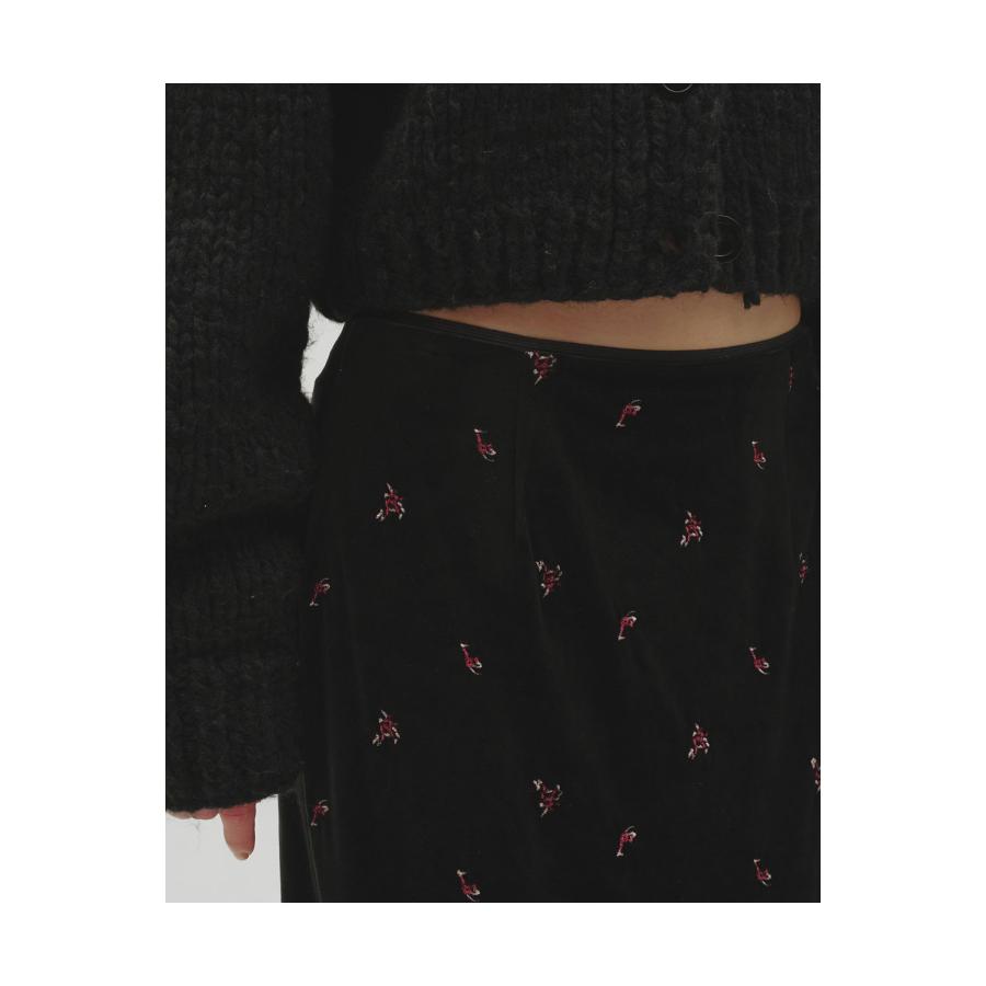 【予約会開催中】Petit Flower Velour Skirt - BLACK (12620807) Todayful(トゥデイフル) | TODAYFUL | 01