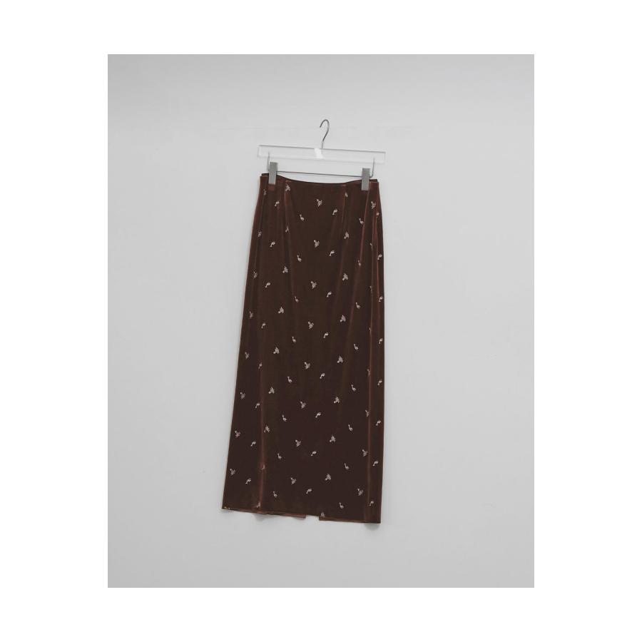 【予約会開催中】Petit Flower Velour Skirt - CHOCOLATE (12620807) Todayful(トゥデイフル) | TODAYFUL