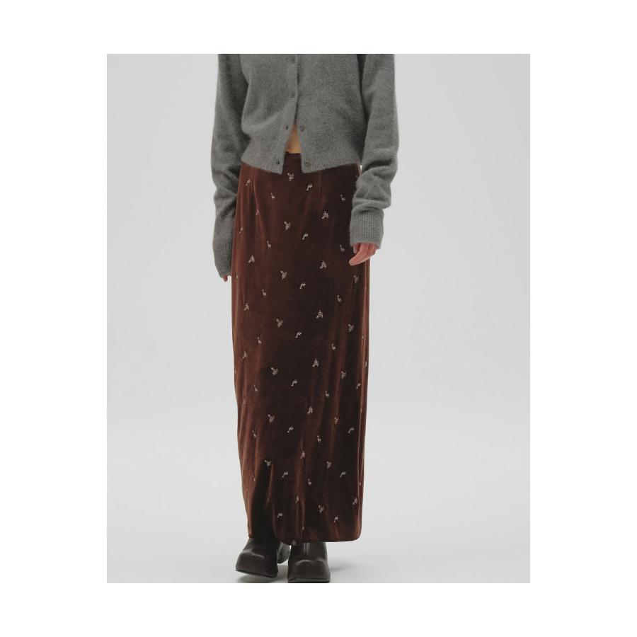 【予約会開催中】Petit Flower Velour Skirt - CHOCOLATE (12620807) Todayful(トゥデイフル) | TODAYFUL | 02