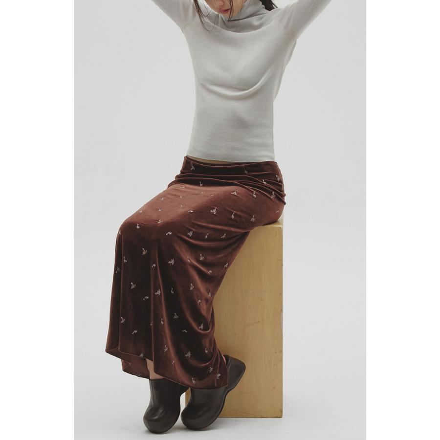 【予約会開催中】Petit Flower Velour Skirt - CHOCOLATE (12620807) Todayful(トゥデイフル) | TODAYFUL | 06