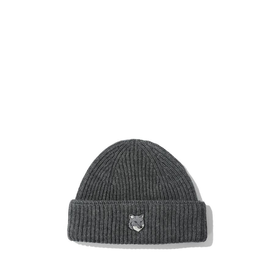 FOX HEAD LARGE BEANIE - DARK GREY MELANGE (PM06112KT1022) Maison Kitsune -Men-(メゾンキツネ) | 