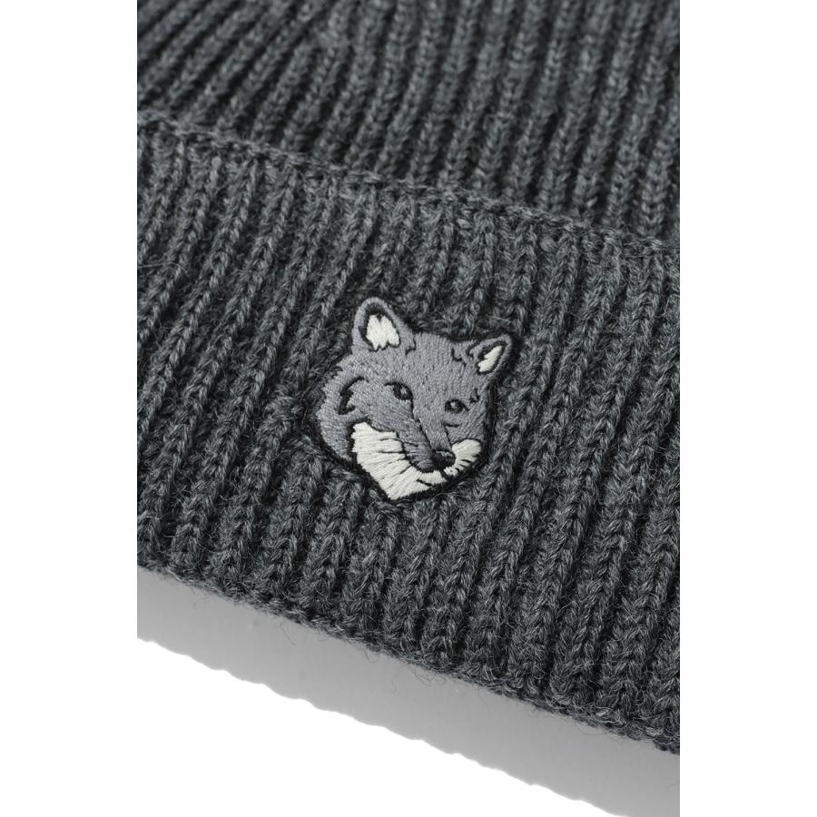 FOX HEAD LARGE BEANIE - DARK GREY MELANGE (PM06112KT1022) Maison Kitsune -Men-(メゾンキツネ) |  | 02