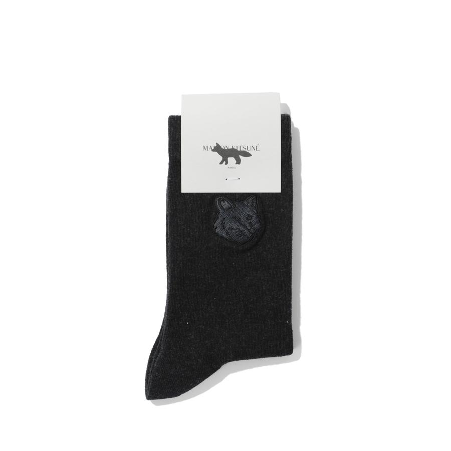 FOX HEAD SOCKS - ANTHRACITE (MRUAS05KT1145) Maison Kitsune -Men-(メゾンキツネ) | 