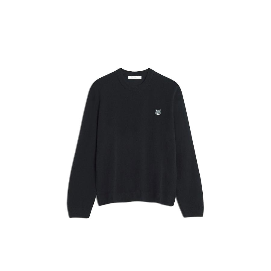 FOX HEAD LAMBSWOOL COMFORT JUMPER - BLACK (PM00803KT1006) Maison Kitsune -Men-(メゾンキツネ) | 
