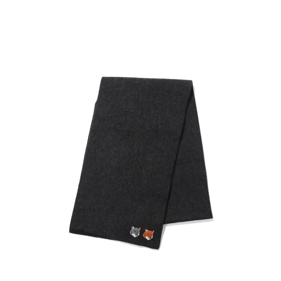 DOUBLE FOX HEAD SCARF - ANTHRACITE (MRUAT04WB0060) Maison Kitsune -Men-(メゾンキツネ) | 