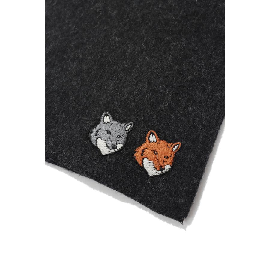 DOUBLE FOX HEAD SCARF - ANTHRACITE (MRUAT04WB0060) Maison Kitsune -Men-(メゾンキツネ) |  | 01