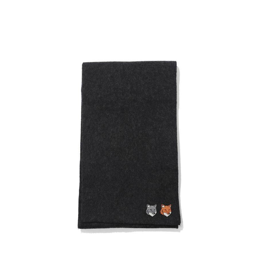 DOUBLE FOX HEAD SCARF - ANTHRACITE (MRUAT04WB0060) Maison Kitsune -Men-(メゾンキツネ) |  | 02