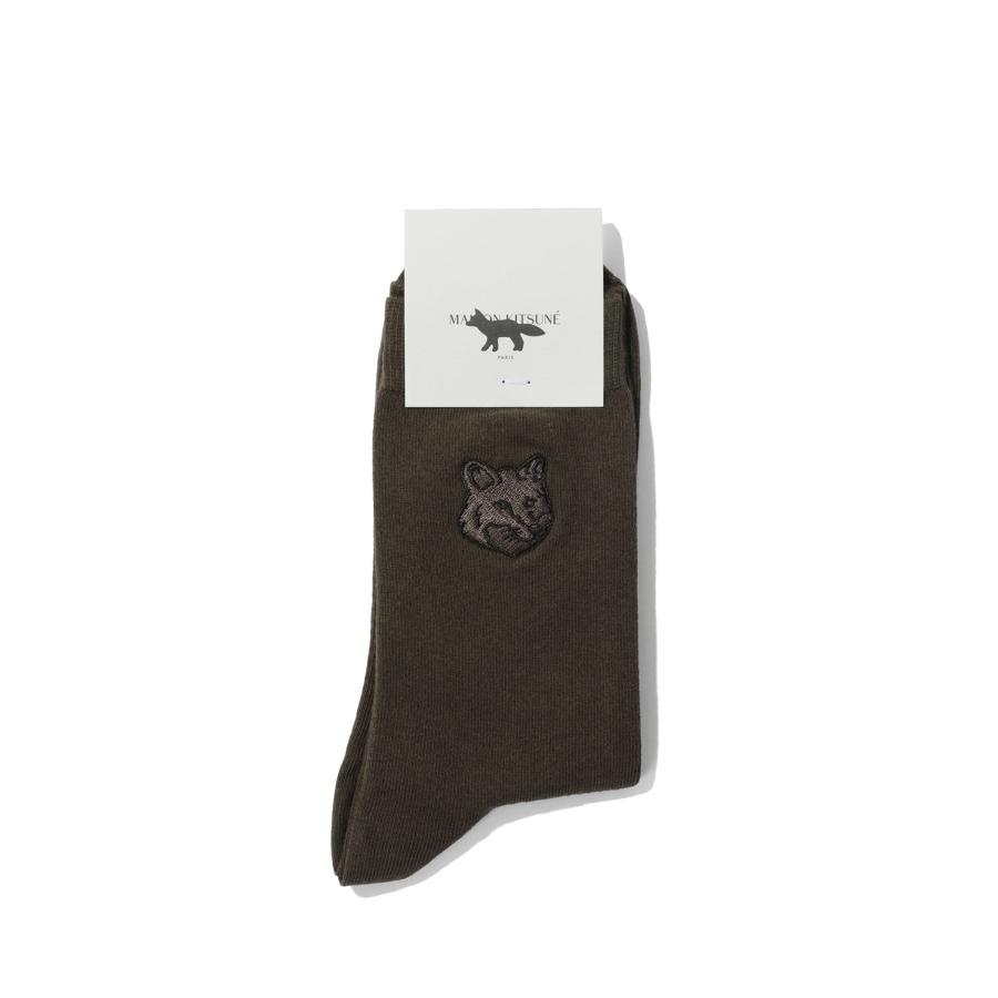 FOX HEAD SOCKS - DEEP KHAKI (MRUAS05KT1145) Maison Kitsune -Women-(メゾンキツネ) | 