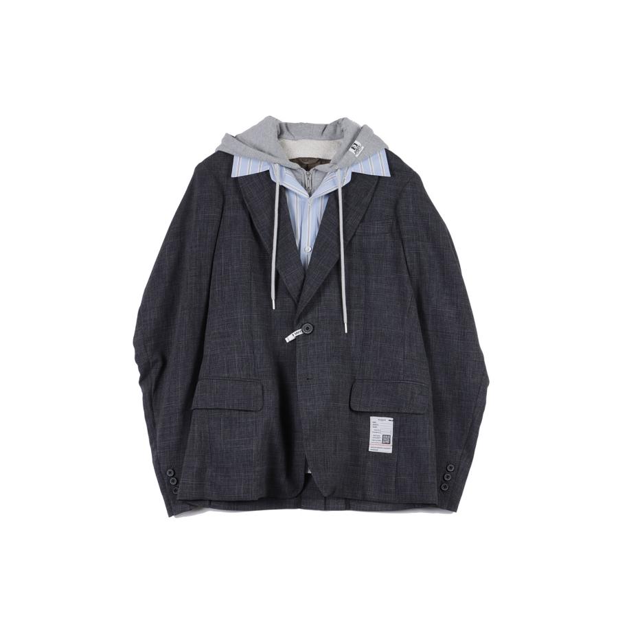 THREE LAYERED HOUNDSTOOTH JACKET - GRAY (K17JK321) MIHARA YASUHIRO -Women(ミハラ ヤスヒロ) | 