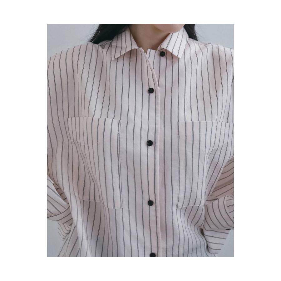 Opencollar Stripe Shirts -PINK (62620414) anuke(アンヌーク) |  | 03