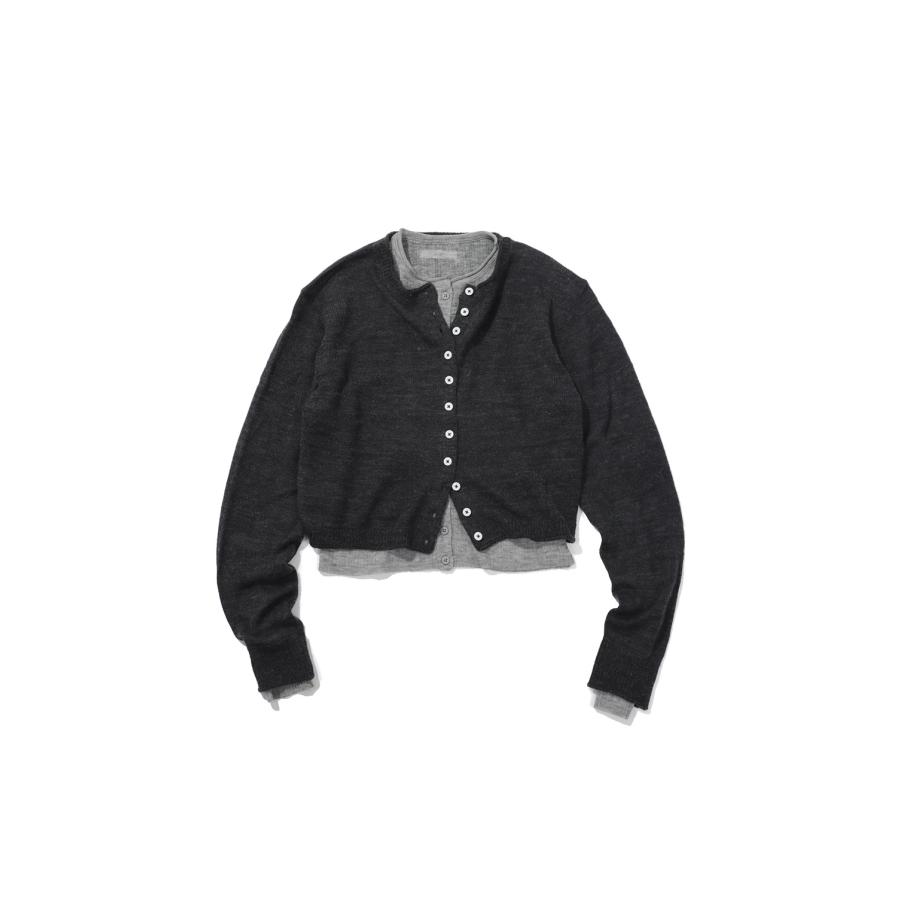 Layered Crewneck Cardigan -CHARCOAL GRAY (62620531) anuke(アンヌーク) | 